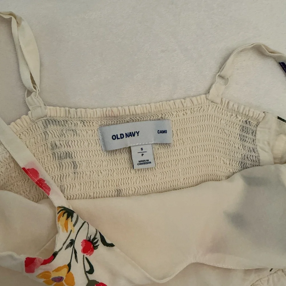 Old Navy Cream Floral Cami Dress with Purple, Pink & Yellow Blooms - Picture 2 of 7